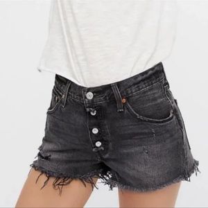 Levi’s 501 Original Cut Off Distressed Washed Black Shorts